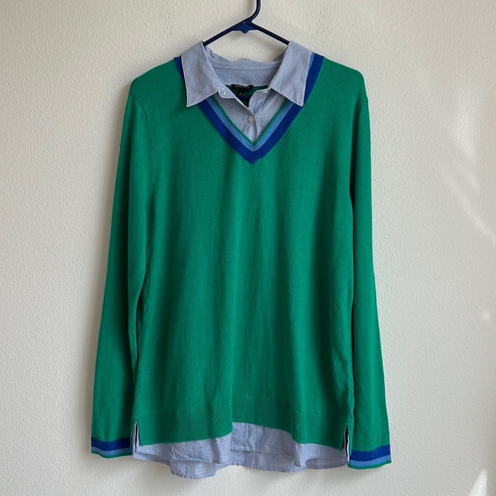 Talbots Green Cashmere Blend Cricket V-Neck Sweater View 2